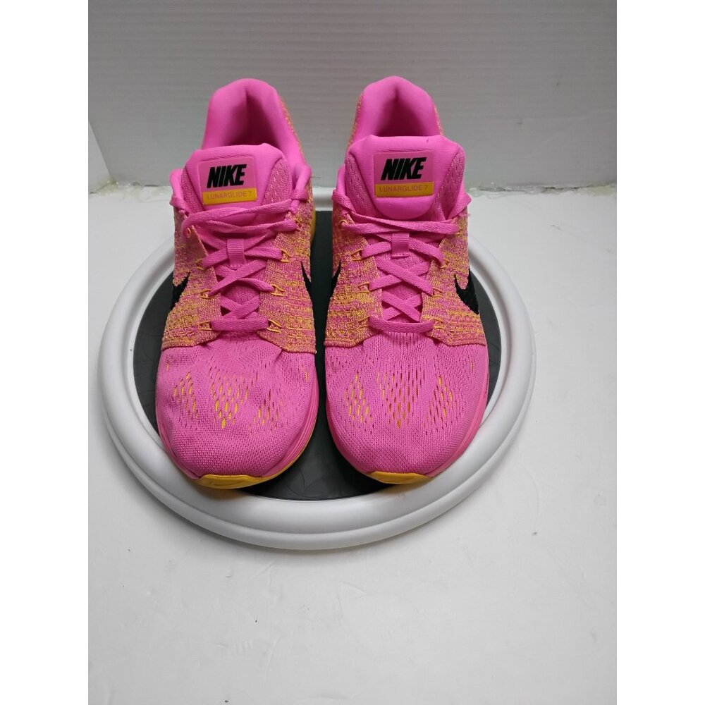 Nike LunarGlide 7 Womens Running Shoes Pink & Yellow Size 9 Lightweight Breathab
